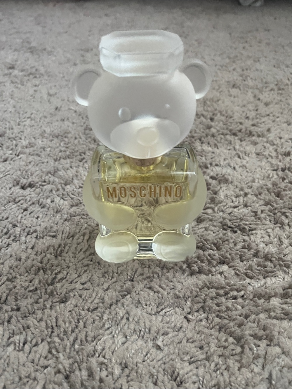 Moschino Teddy Bear Bottle in Clear Glass with Pale Yellow. New